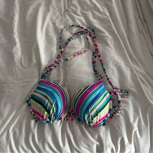Colorful Striped Bikini Top